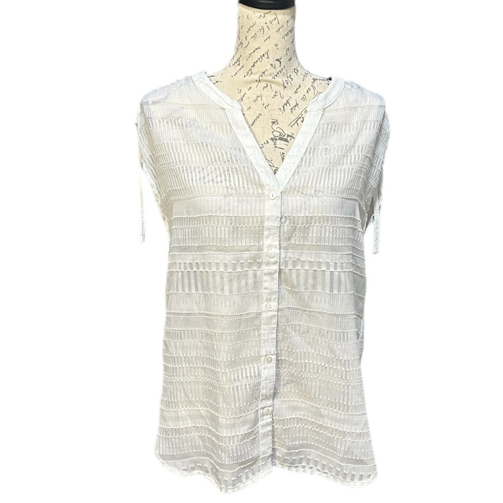 French Connection Sheer White Women's Blouse Size Small